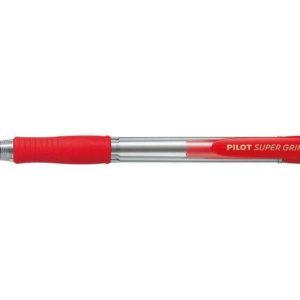 Pilot Boligrafo de Bola Retractil SuperGrip - Punta Redonda 1.0mm - Trazo 0.27mm - Tinta de Aceite - Grip Ergonomico - Color Rojo