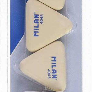 Milan Pack de 5 Gomas de Borrar, 3x Gomas 4045 Nata Triangulares + 2xGomas 430 Cuadradas - Miga de pan - Caucho Suave Sintetico - Color Blanco