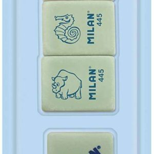 Milan Pack de 5 Gomas de Borrar, 3xGomas 445 Nata Rectangulares + 2xGomas 430 Cuadradas - Miga de pan - Caucho Suave Sintetico - Colores Surtidos