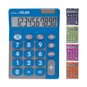 Milan Duo Expositor de 6 Calculadoras de Sobremesa - 10 Digitos - Teclas Grandes - Colores Surtidos