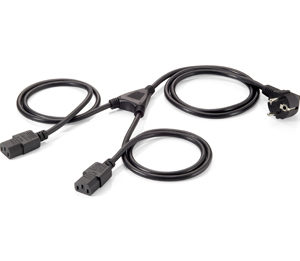 Equip Cable de Alimentacion C13 2x IEC C13 Hembra - 1x Shucko C7 90º Macho - Longitud 2.6m - Color Negro