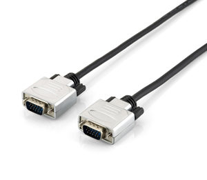 Equip Cable VGA Alargador 2 x HDB15 VGA Macho - Carcasas Metalicas - Tornillos Moleteados - Longitud 10 m. - Color Negro