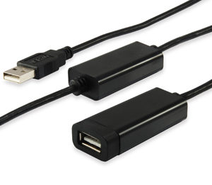 Equip Cable Alargador USB 2.0 Activo - Doble Blindaje - Longitud 15m - Color Negro