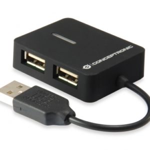 Conceptronic Hub Extensor de Viaje USB 2.0 a 4 Puertos USB 2.0 - 480Mbps - Negro