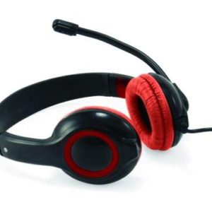 Conceptronic Auriculares con Microfono Integrado y Salida USB - Cable 2M - Negro/Rojo