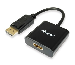 Equip Adaptador DisplayPort Macho a HDMI Hembra - Resolucion hasta 1080p - Longitud 15cm - Color Negro