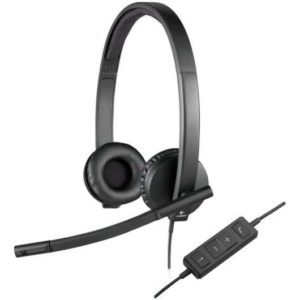 Logitech H570E Auriculares con Microfono USB - Microfono Plegable - Diadema Ajustable - Almohadillas Acolchadas - Controles en Cable - Color Negro
