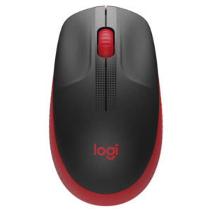 Logitech M190 Full Size Raton Inalambrico USB 1000dpi - 3 Botones - Gran Tamaño - Uso Ambidiestro - Color Negro/Rojo