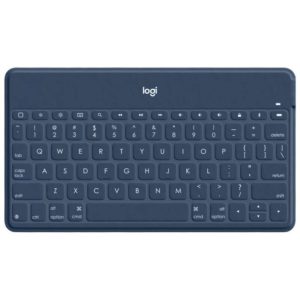 Logitech Keys to Go Teclado Bluetooth para iPhone, iPad y Apple TV - Teclas de Acesso Directo - Base para Smartphone - Ultraligero - Proteccion Antiderrames - Color Azul