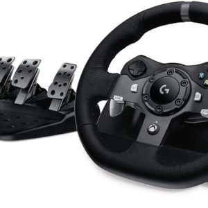 Logitech G920 Driving Force Juego de Volante y Pedales Compatible con Xbox Series X|S, Xbox One y PC - Giro 900º - Efecto Force Feedback - Freno No Lineal - Volante de Aluminio, Cuero y Acero - Pedales Ajustables - Adaptable a Mesa y Soporte