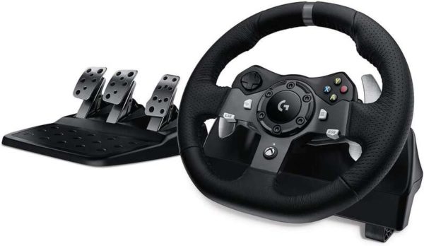 Logitech G920 Driving Force Juego de Volante y Pedales Compatible con Xbox Series X|S, Xbox One y PC - Giro 900º - Efecto Force Feedback - Freno No Lineal - Volante de Aluminio, Cuero y Acero - Pedales Ajustables - Adaptable a Mesa y Soporte