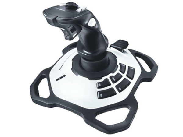 Logitech Extreme 3D Pro Joystick USB - 12 Botones Programables - Disparador Rapido - Ergonomico - Base Solida y Estable - Color Blanco/Negro