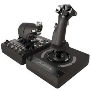 Logitech X56 Hotas Joystick + Acelerador USB - Iluminacion RGB - 31 Botones Programables, 13 Ejes y 5 Selectores de Vista - Dos Aceleradores - Color Negro