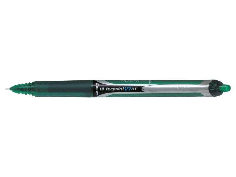 Pilot Boligrafo de Tinta Liquida Hi-Tecpoint V7 RT - Retractil - Recargable - Punta Fina de Aguja 0.7mm - Trazo 0.35mm - Color Verde