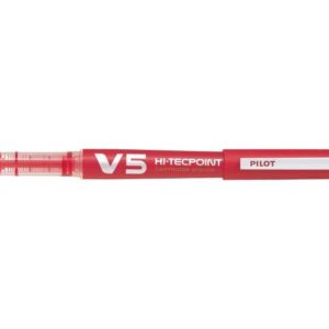 Pilot Boligrafo de Tinta Liquida V5 HI-Tecpoint Recargable - Fabricado con Plastico Reciclado - Punta Fina 0.5mm - Trazo 0.3mm - Color Rojo