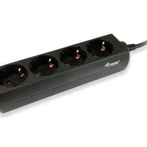 Equip Regleta Alimentacion Especial SAIS - 4 Tomas Schuko - Conector IEC Macho - Cable de 1.10m - Color Negro