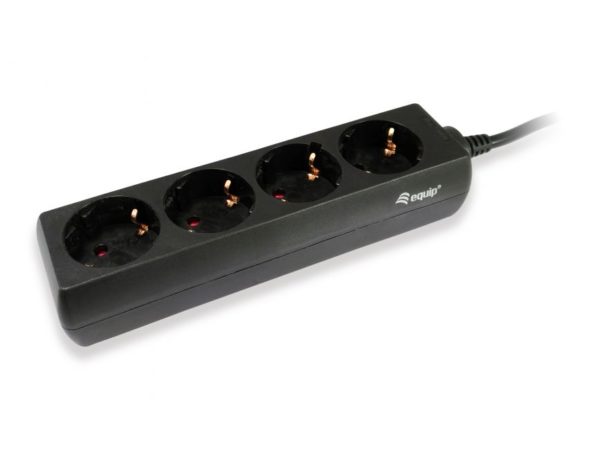Equip Regleta Alimentacion Especial SAIS - 4 Tomas Schuko - Conector IEC Macho - Cable de 1.10m - Color Negro
