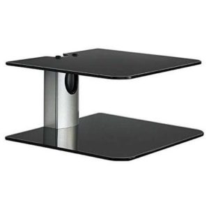 Approx Soporte Doble de Pared para Proyector, Reproductor etc... - Cristal Templado Negro - Gestion de Cables - Peso Max 20kg en Total