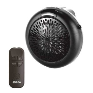 Jocca Mini Calefactor Electrico 600W - Sin Cable - 2 Velocidades - Temporizador Porgramable hasta 12 Horas - Termostato Ajustable - Mando a Distancia