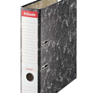 Esselte Archivador de Palanca - Carton - Formato A4 - Lomo 75mm - Capacidad para 500 Hojas - Color Negro Jaspeado