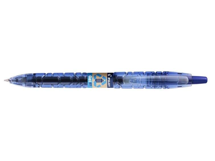 Pilot Boligrafo de Bola Retractil B2P Gel BeGreen - Tinta de Gel - Punta 0.7mm - Trazo 0.32mm - 89,8% de Plastico Reciclado - Recargable - Color Azul