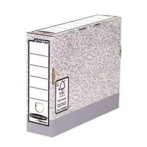Fellowes Bankers Box Caja de Archivo Definitivo 80mm A4 - Montaje Automatico Fastfold - Carton Reciclado Certificacion FSC - Color Gris