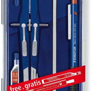 Staedtler Mars 552 02 Compas de Precision - Diametro Maximo 350mm - Compas de Aiuste Rapido - Patas Articuladas - Aguja Intercambiable - Mina Intercambiable