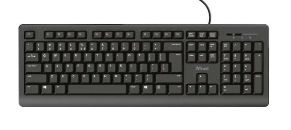Trust Primo Teclado Completo USB - Teclas Silenciosas - 104 Teclas - Resistente a los Vertidos - Cable de 1.80m
