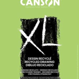 Canson XL Recycled Bloc de Dibujo con 50 Hojas A3 - Espiral Microperforado - Grano Fino - 160g - Color Blanco