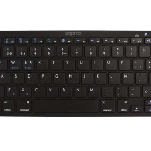 Approx Teclado Compacto Inalambrico Bluetooth 3.0 - 14 Teclas Multimedia - Compatible con PC/Android/iOS - Color Negro