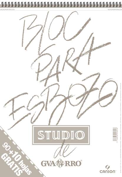 Canson Bloc para Esbozo A3 90+10 Hojas Gratis - Grano Ligero 90gr - Formato Album con Espiral Microperforado - Color Blanco Natural