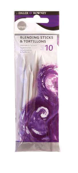 Daler Rowney Simply Pack de 12 Esfuminos - 4 Difuminos y 6 Esfuminos - Color Blanco