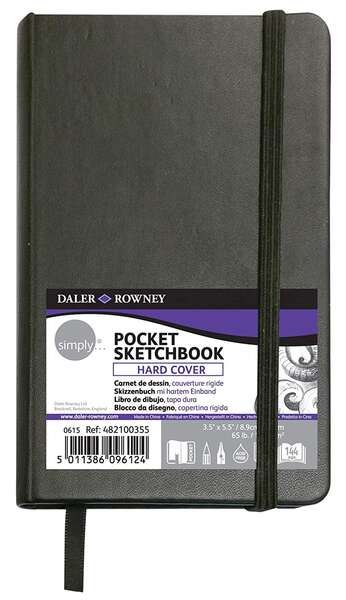 Daler Rowney Simply Cuaderno Cosido - Formato 9x14cm - 72 Hojas de Papel 100g/mg2 - Color Blanco