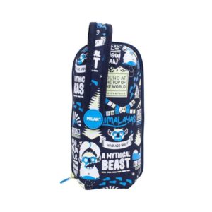 Milan The Yeti Pack de 4 Estuches portatodo con Contenido de Serie - Contenido: Goma de Borrar, 2 Sacapuntas, 1 Lapiz de Grafito HB, 3 Boligrafos (Verde, Negro y Rojo), 1 Regla de 15 cm, 12 Lapices de Colores Ergo y 12 Rotuladores