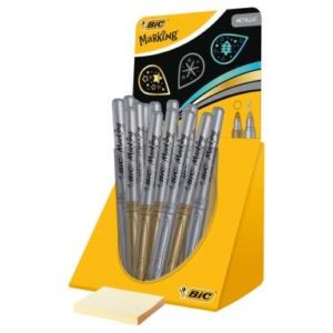 Bic Marking Metallic Expositor de 24 Rotuladores Permanentes - Punta 1.8mm - Trazo 0.8mm - Color Oro y Plata
