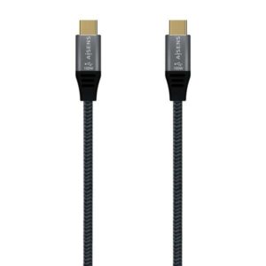 Aisens Cable USB 3.2 Gen2x2 Aluminio 20Gbps 8K@30Hz 5A 100W E-Mark, Tipo USB-C/M-USB-C/M - 0.6m - Color Gris