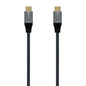 Aisens Cable USB 3.2 Gen2x2 Aluminio 20Gbps 8K@30Hz 5A 100W E-Mark, Tipo USB-C/M-USB-C/M - 1.5m - Color Gris