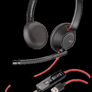 Plantronics Blackwire C5220 USB-A Auriculares con Microfono - Cancelacion de Ruido - Diadema Metalica Acolchada - Almohadillas de Piel Sintetica - Controles en Cable