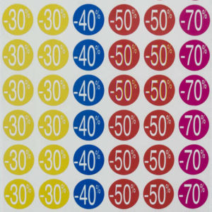 Apli Etiquetas de Descuento -30%/-70% Ø 24mm 5 Hojas