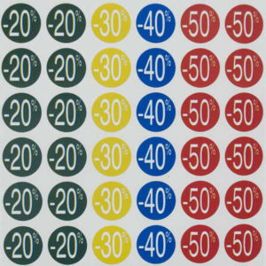 Apli Etiquetas de Descuento -20%/-50% Ø 24mm 5 Hojas