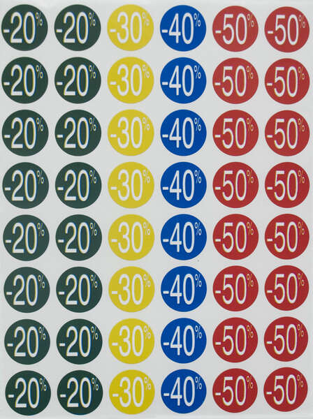 Apli Etiquetas de Descuento -20%/-50% Ø 24mm 5 Hojas