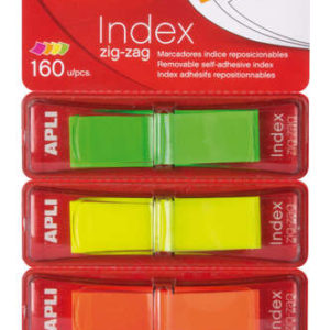 Apli Indices Adhesivos Film Zigzag 45x12mm 4 Dispensadores de 40 Indices - Faciles de Aplicar - Resistentes - Removibles - Colores Fluorescentes - Multicolor