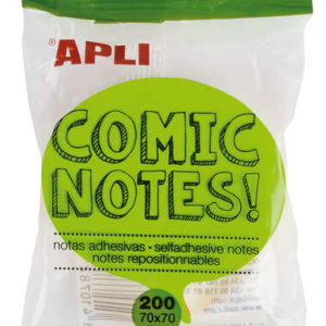 Apli Notas Adhesivas Comic 70x70mm - Bloc 200 Hojas - 4 Colores Surtidos - Fluorescentes