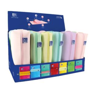Oxford Kangoo Live & Go Expositor de 22 Estuches Rectangulares (10 pequeños, 8 medianos, 4 grandes) - Goma Elastica para unirlo al Cuaderno - Colores Surtidos