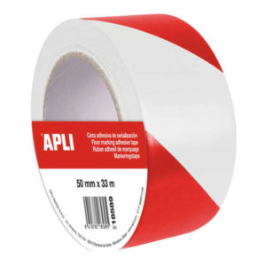 Apli Cinta de Señalizacion PVC Bicolor 50mmx33M 160?m - Adhesivo Solvente de Caucho Natural - Resistente a Vehiculos Pesados y Rayos UV