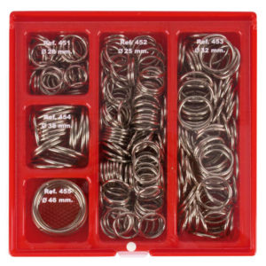 Apli Expositor de Anillas Metalicas Articuladas - Medidas Surtidas - Acabado Niquelado - Ideal para Encuadernacion y Scrapbooking - Incluye 330 Anillas