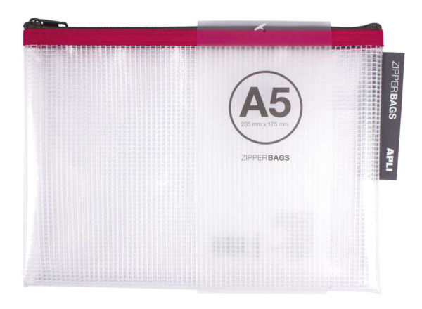 Apli Sobres Porta-Todo de Goma Eva Transparente - Tamaño A5 (235x175mm) - Suaves, Resistentes y Duraderos - Cierre de Cremallera - Colores Surtidos