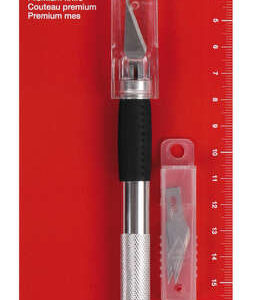Apli Cuchillo Hobby de Precision Premium - 15mm - Hoja de Acero Inoxidable - Acabado Soft - Reemplazo Facil de Cuchilla - Incluye 3 Cuchillas de Recambio