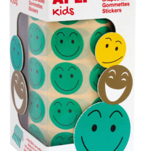 Apli Gomets Cara Feliz Verdes Ø 20mm - Adhesivo Removible - 900 Gomets por Rollo - Ideal para Motivar y Premiar a los Niños