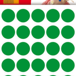 Apli Gomets Redondos Ø 20mm - 180 Unidades en 6 Hojas - Adhesivo Permanente - Desarrollo de Habilidades y Creatividad - Color Verde
